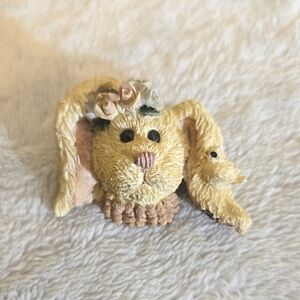#124 Floral Bunny Figurine Brooch
